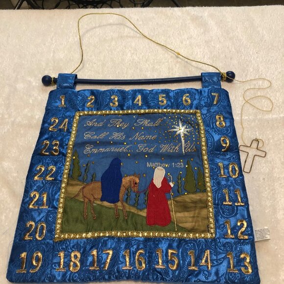 Perpetual Calendar And They Shall Call His Name Emmanuel Matthew 1 v.23 Blue Adv - Picture 1 of 3